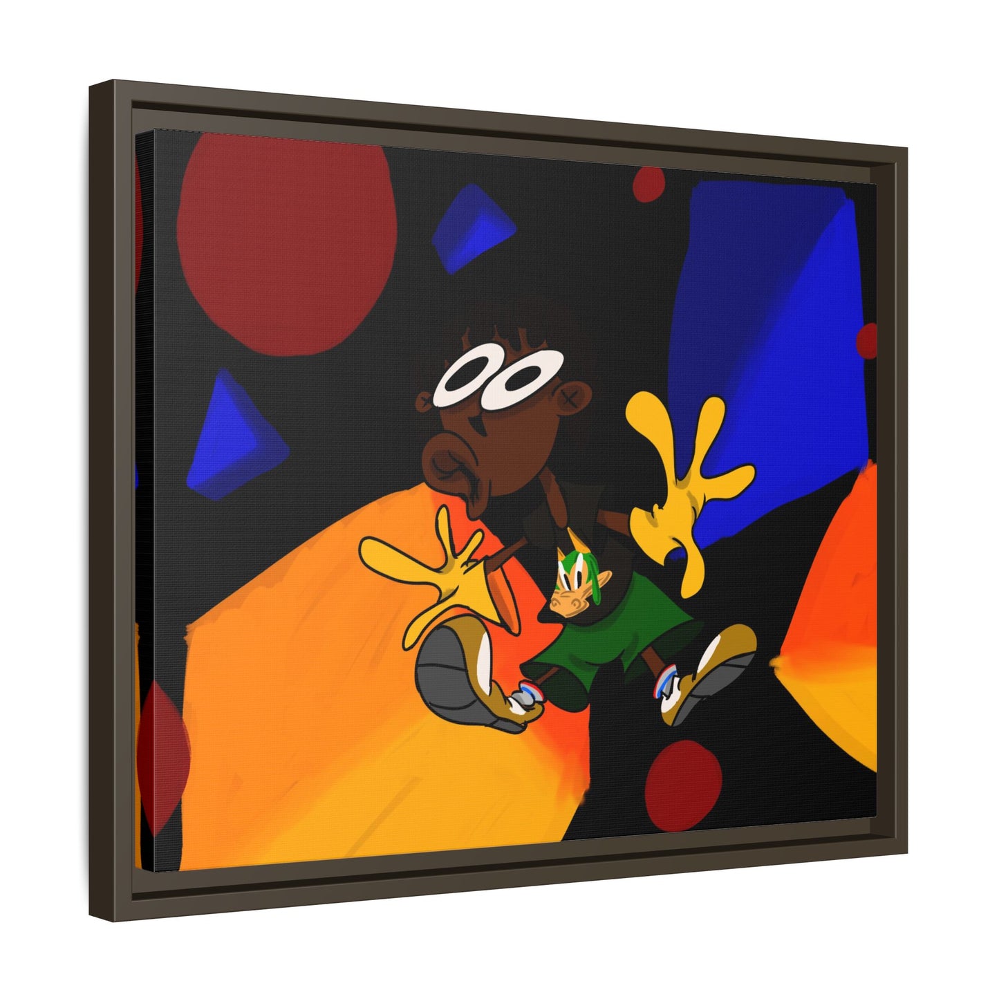 Gravity Colorful Cartoon Art Print — Framed Matte Canvas