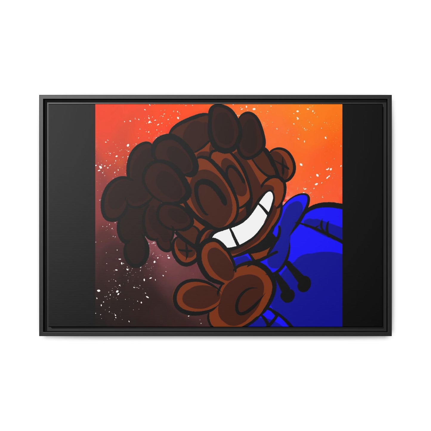Peace of Me Framed Matte Canvas Art — Cartoon Smile Character on Orange-Red Background