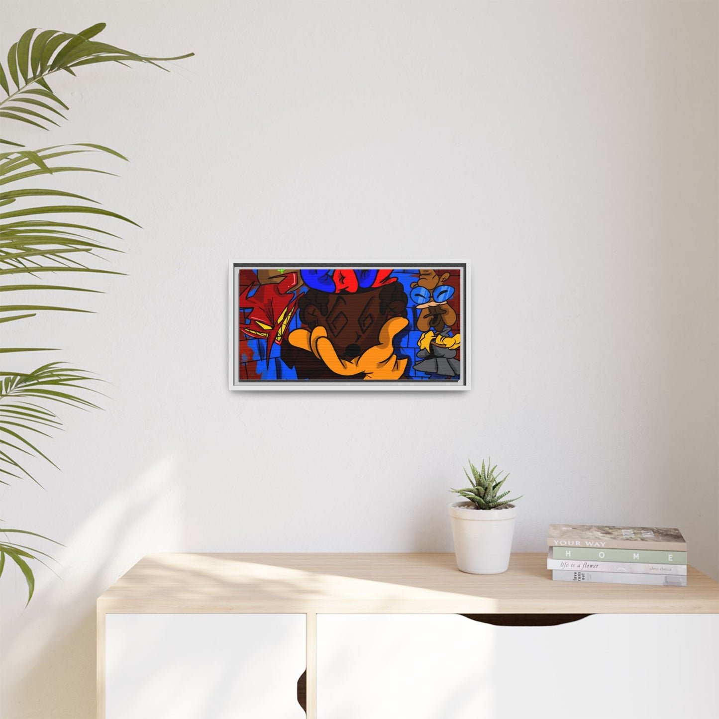 Head Space Hustle Framed Matte Canvas Print — Colorful Urban Graffiti Art