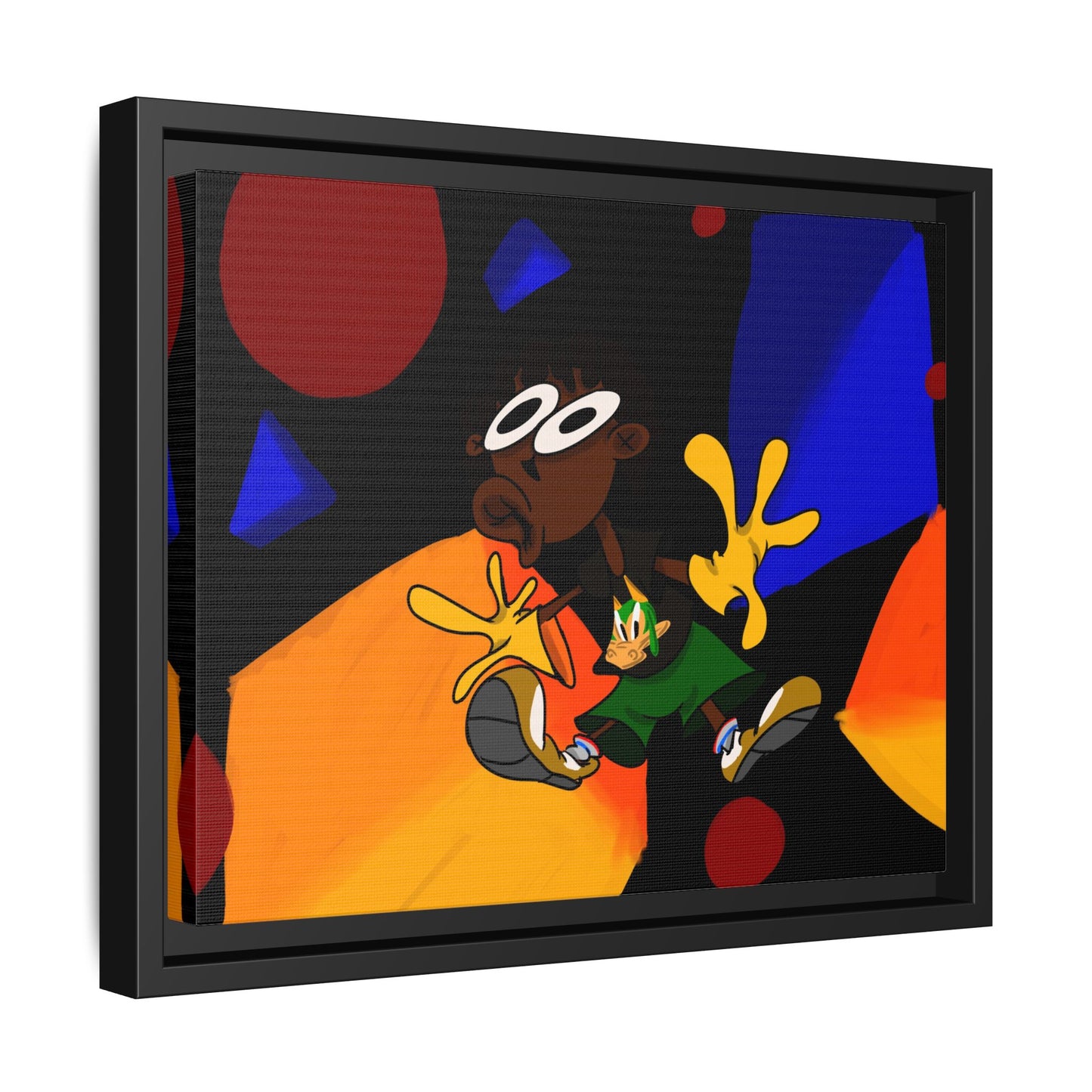 Gravity Colorful Cartoon Art Print — Framed Matte Canvas