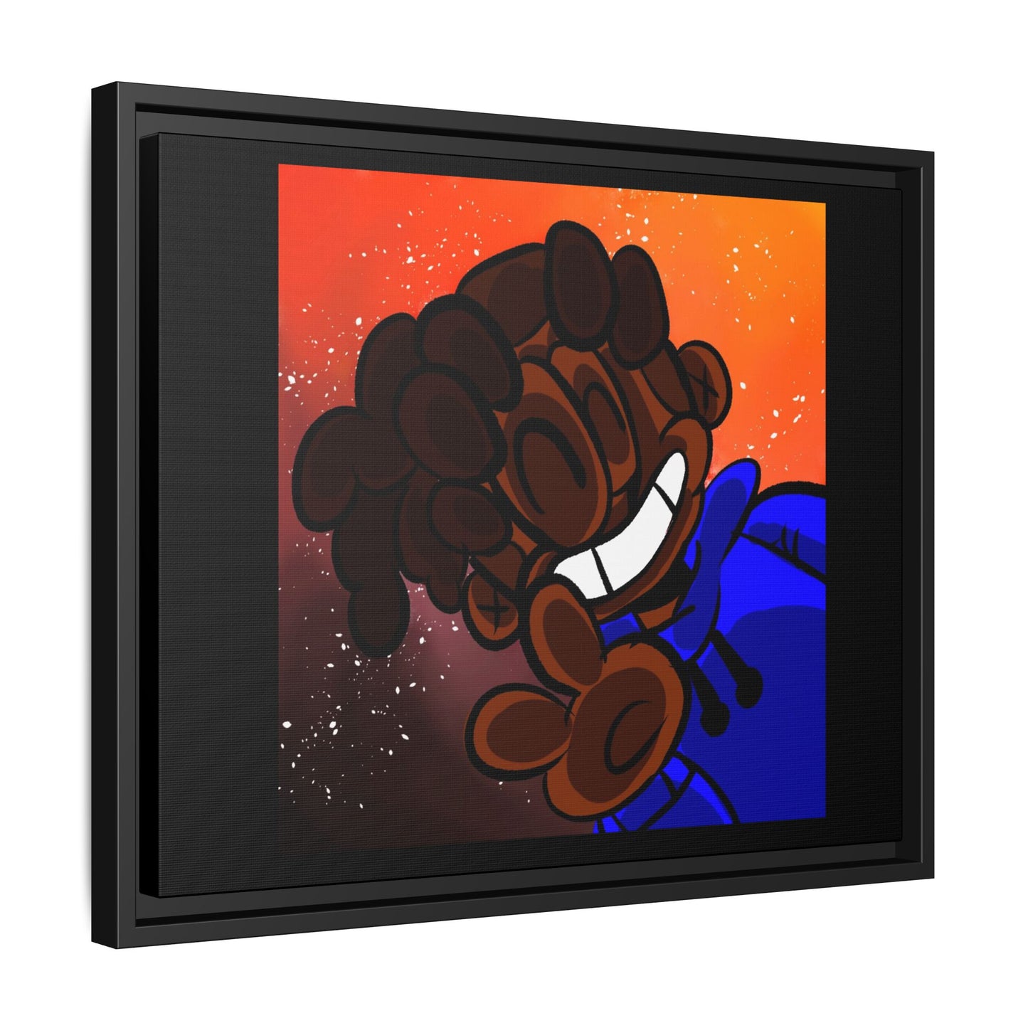 Peace of Me Framed Matte Canvas Art — Cartoon Smile Character on Orange-Red Background