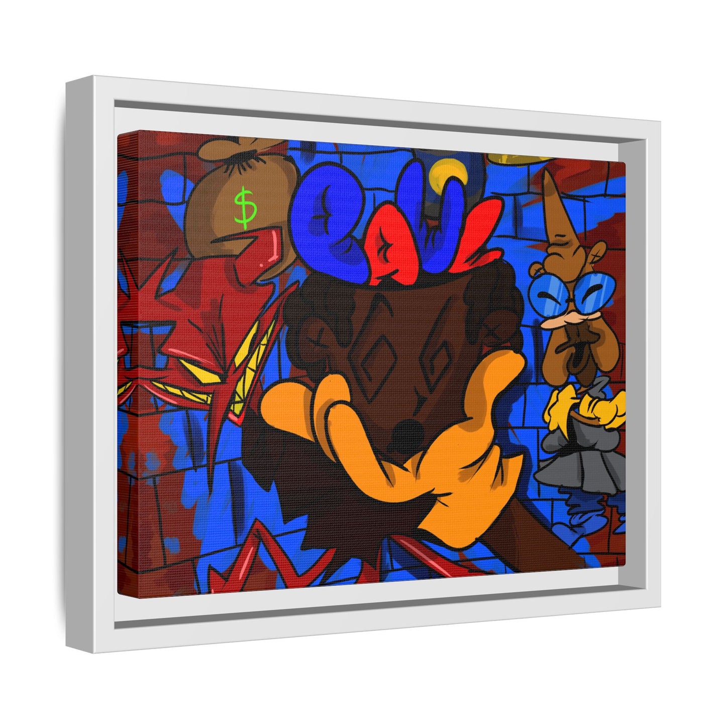 Head Space Hustle Framed Matte Canvas Print — Colorful Urban Graffiti Art
