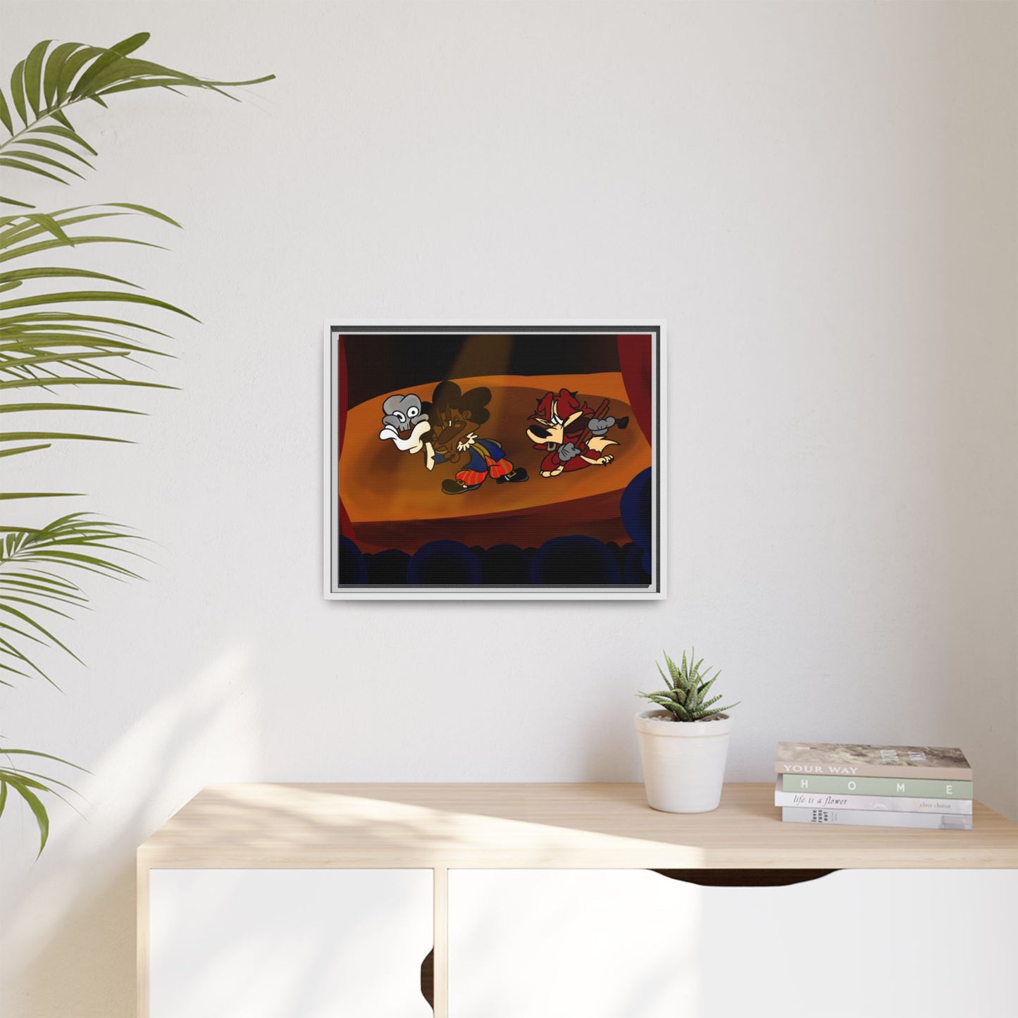 Spoken Art Matte Canvas Framed — Vintage Cartoon Stage Art Print