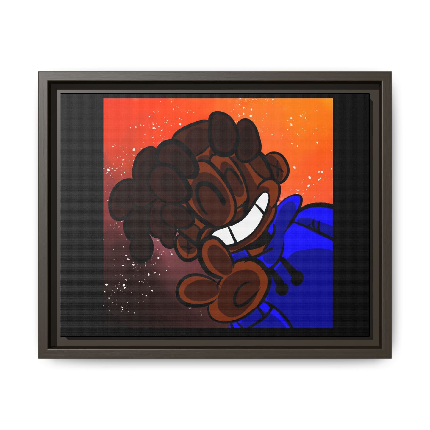 Peace of Me Framed Matte Canvas Art — Cartoon Smile Character on Orange-Red Background