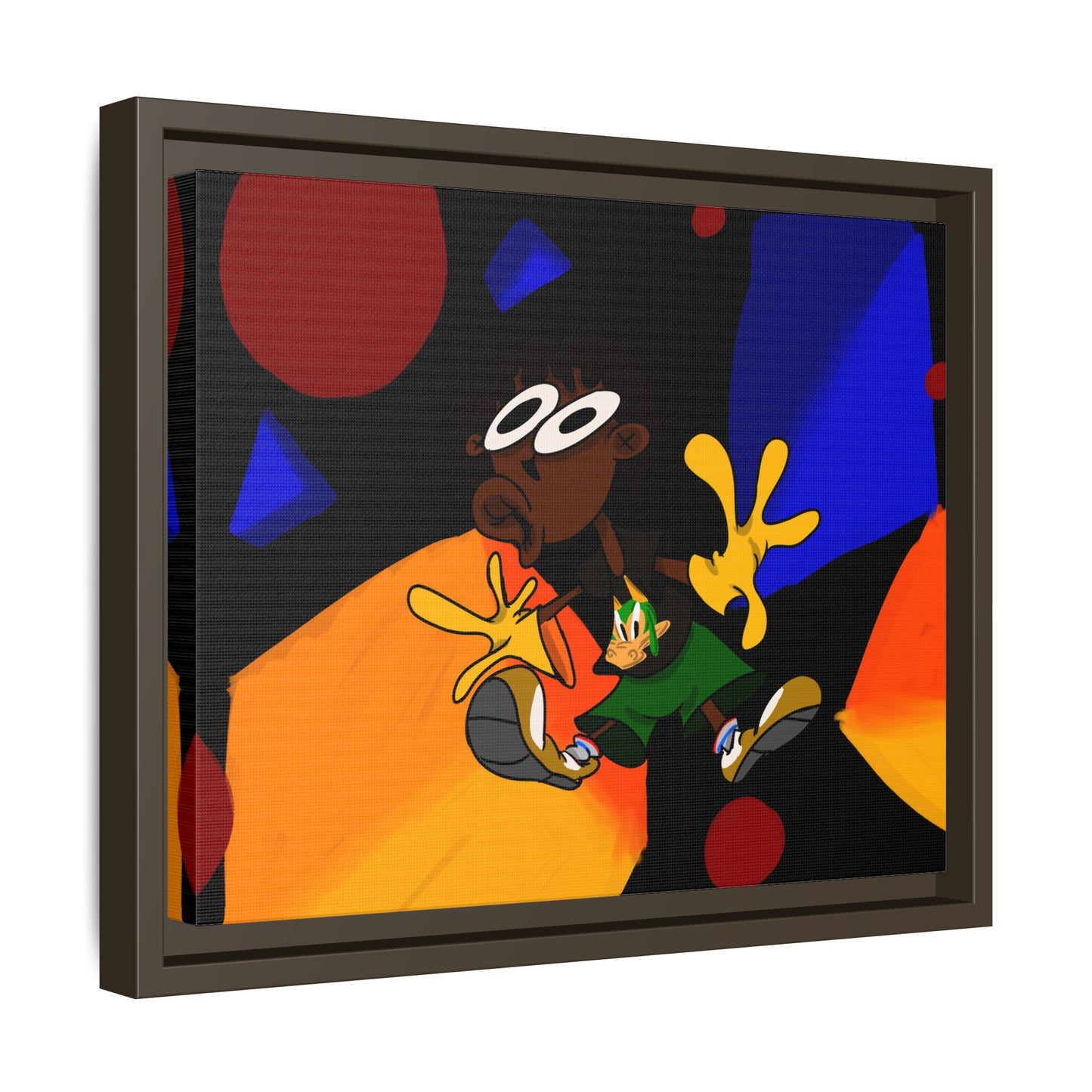 Gravity Colorful Cartoon Art Print — Framed Matte Canvas