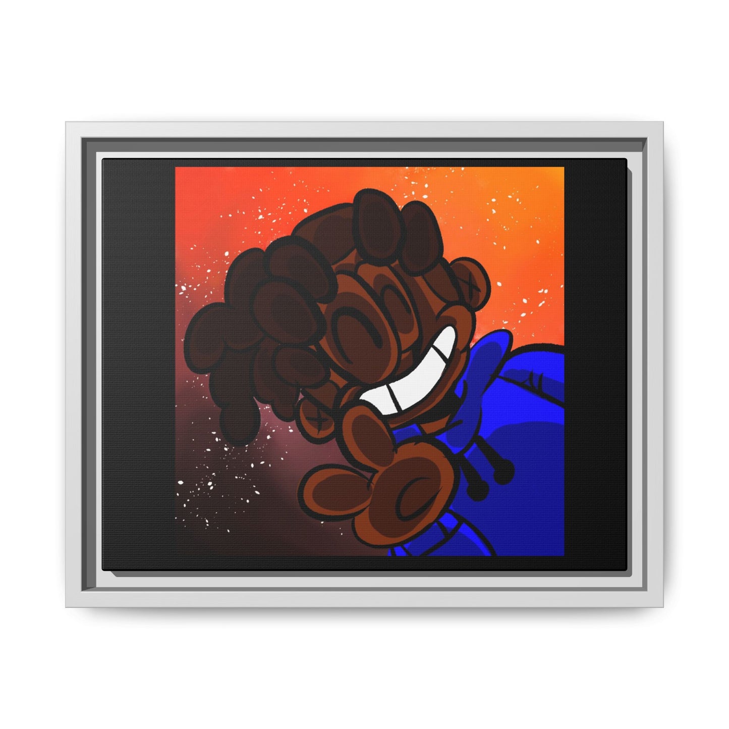 Peace of Me Framed Matte Canvas Art — Cartoon Smile Character on Orange-Red Background