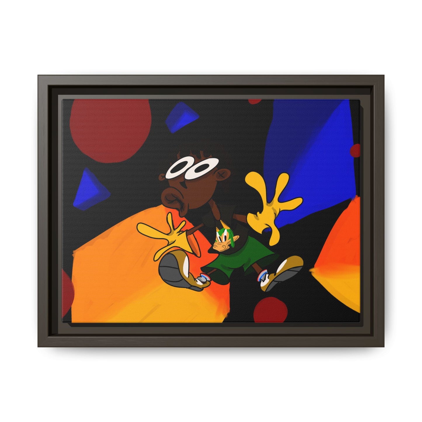 Gravity Colorful Cartoon Art Print — Framed Matte Canvas