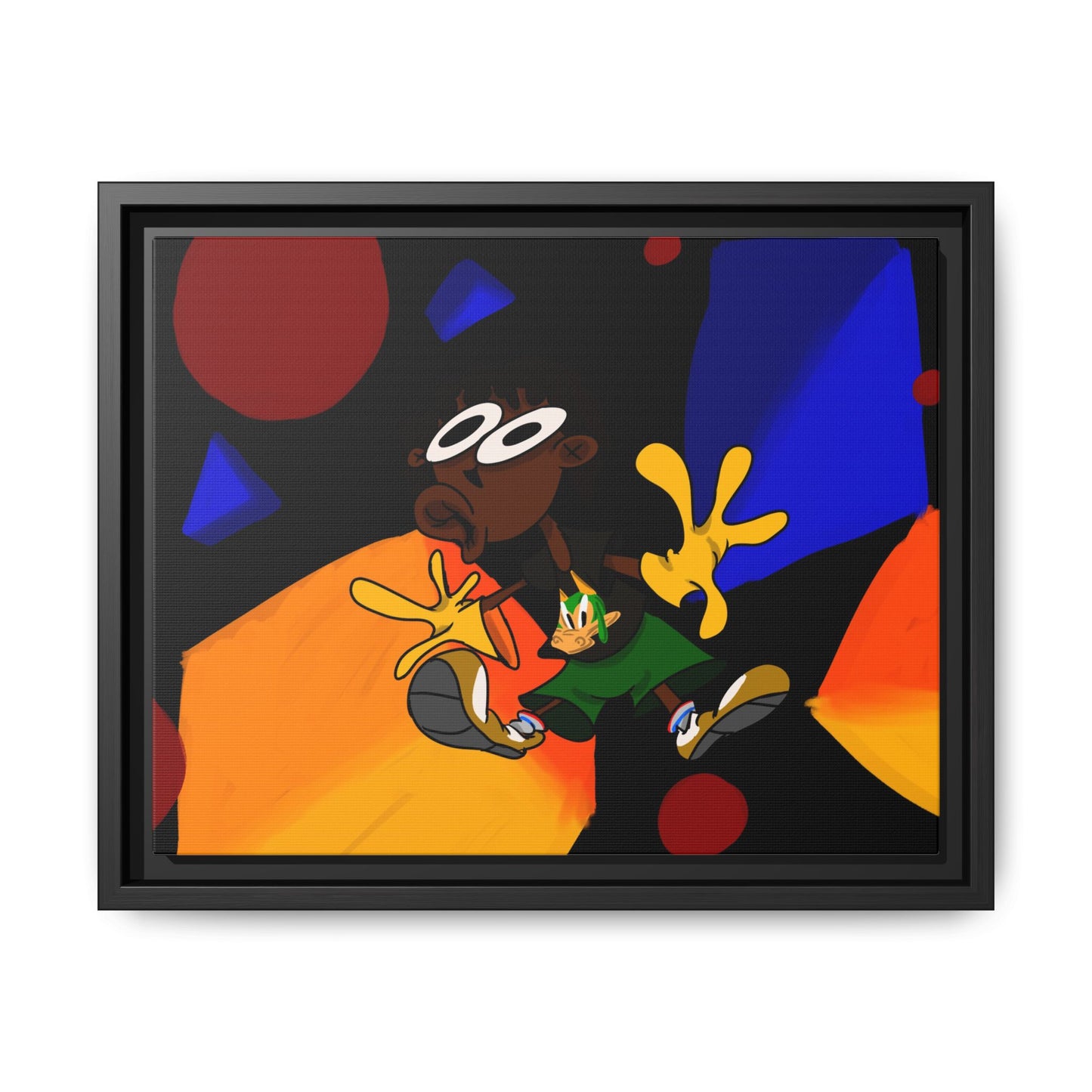 Gravity Colorful Cartoon Art Print — Framed Matte Canvas