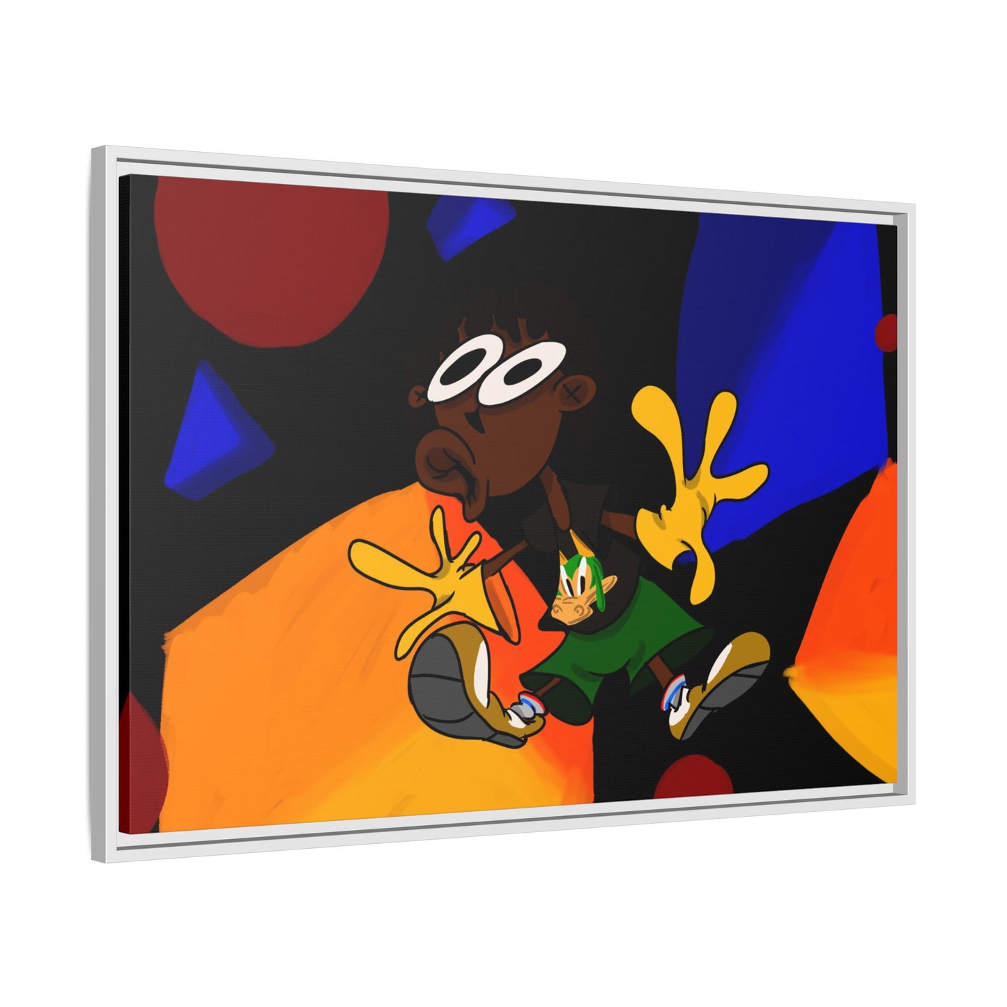 Gravity Colorful Cartoon Art Print — Framed Matte Canvas