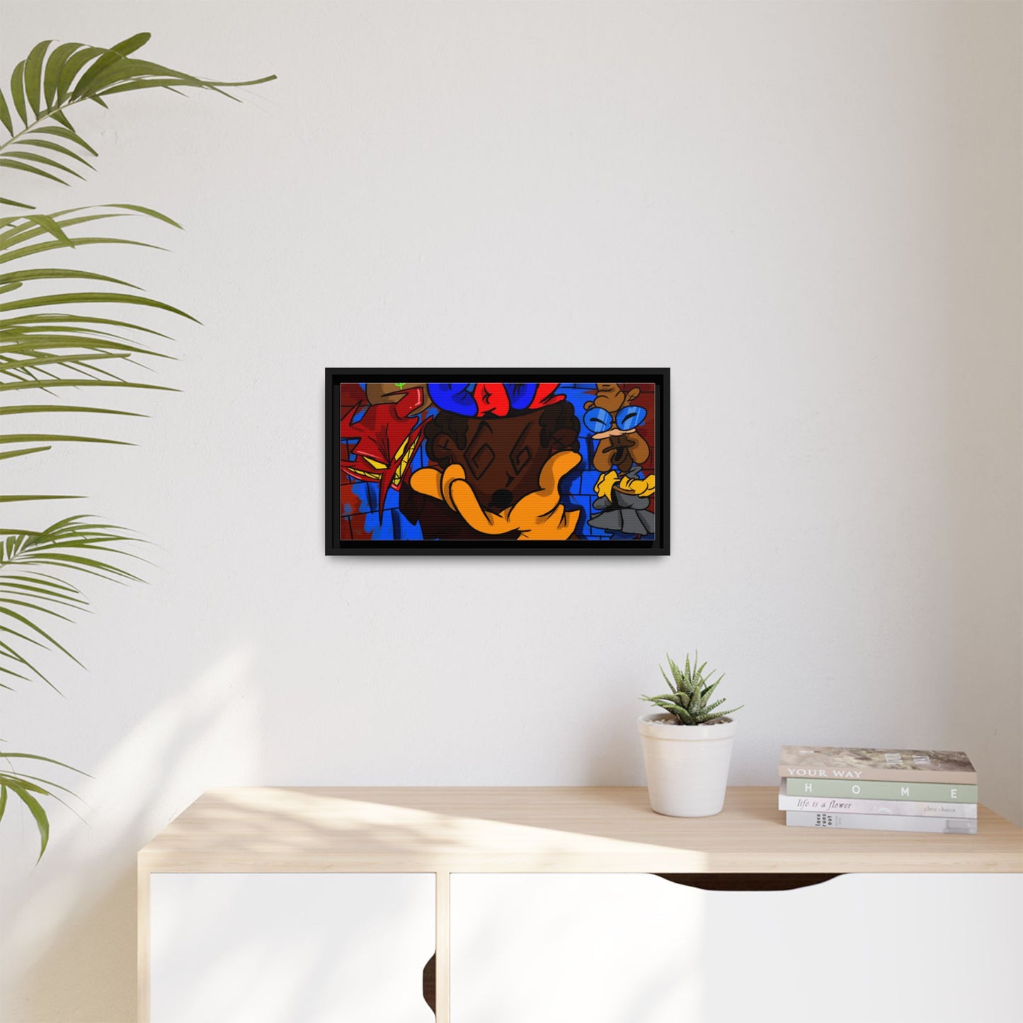 Head Space Hustle Framed Matte Canvas Print — Colorful Urban Graffiti Art