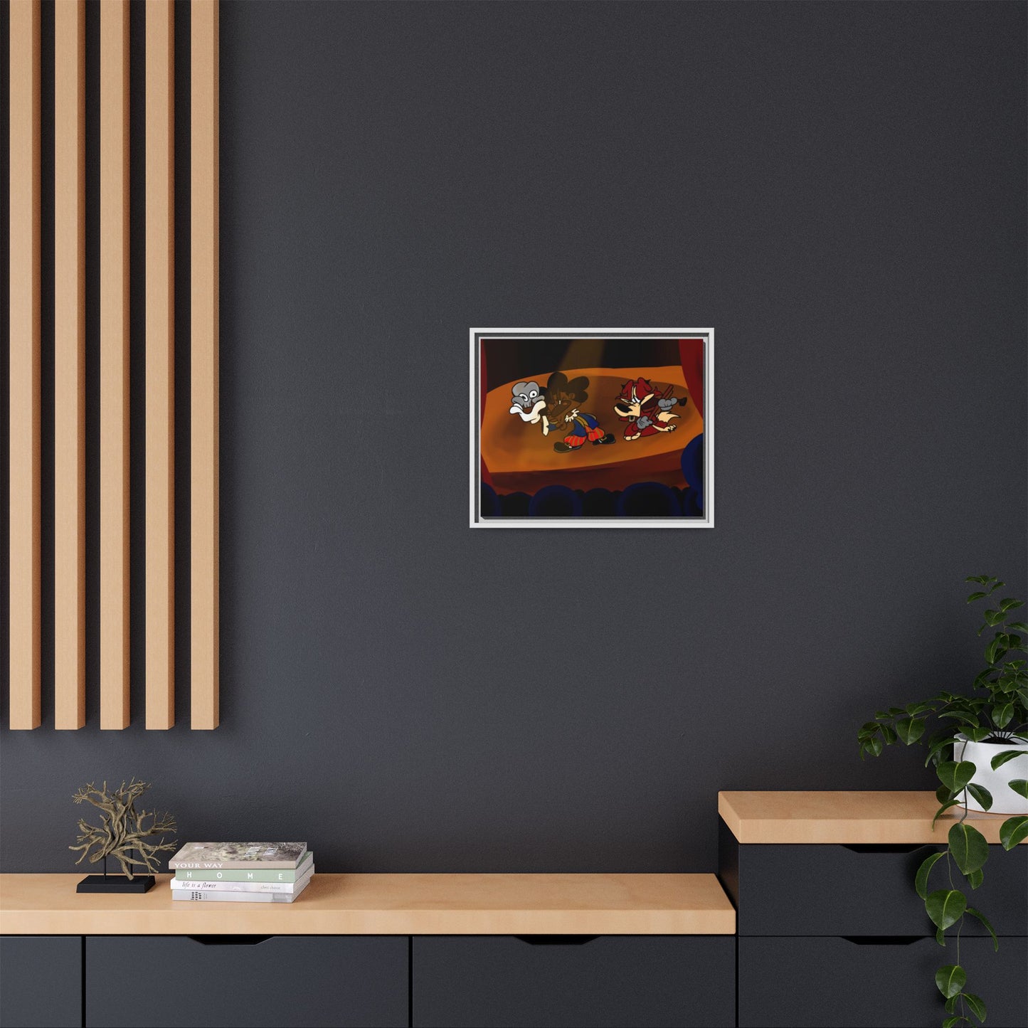 Spoken Art Matte Canvas Framed — Vintage Cartoon Stage Art Print