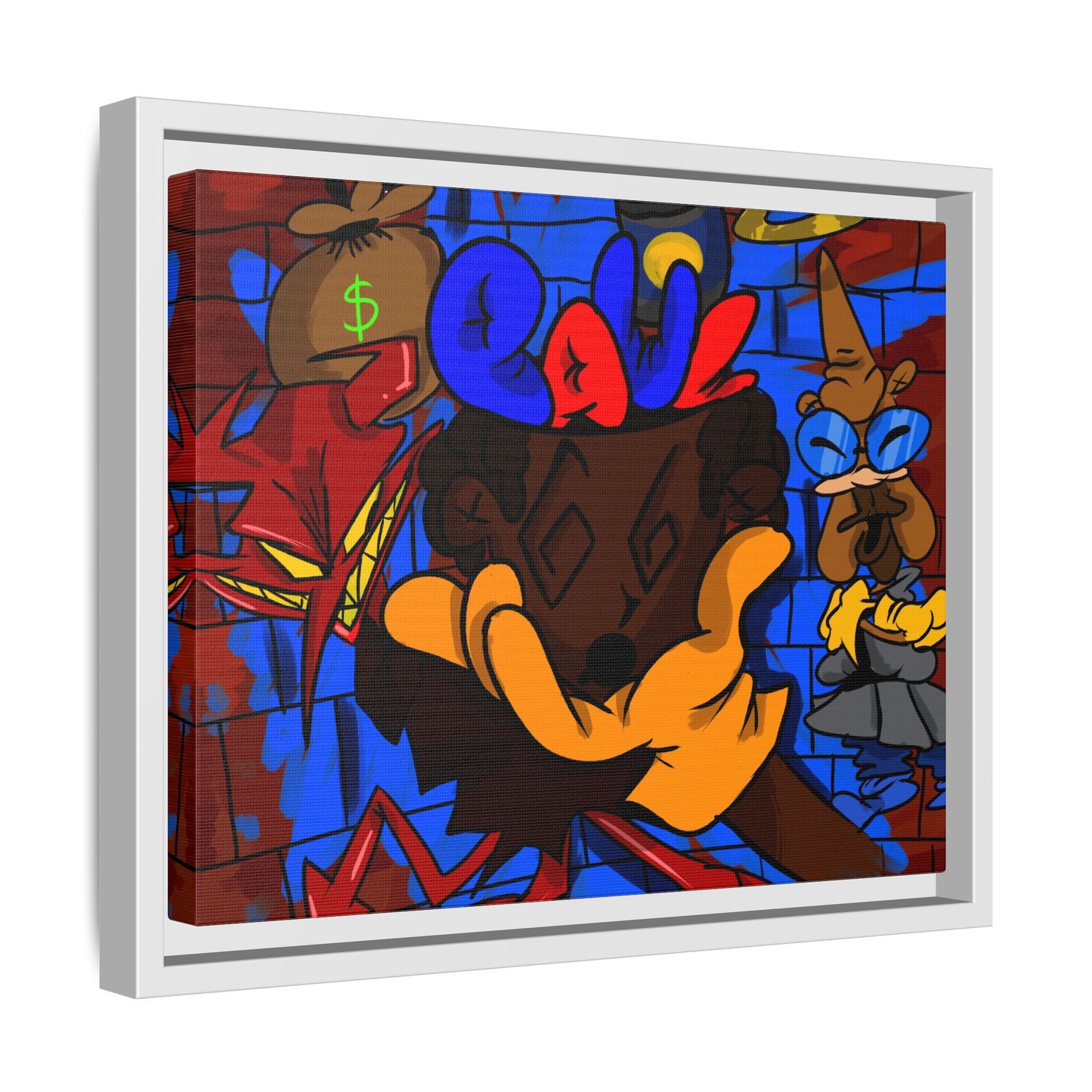 Head Space Hustle Framed Matte Canvas Print — Colorful Urban Graffiti Art