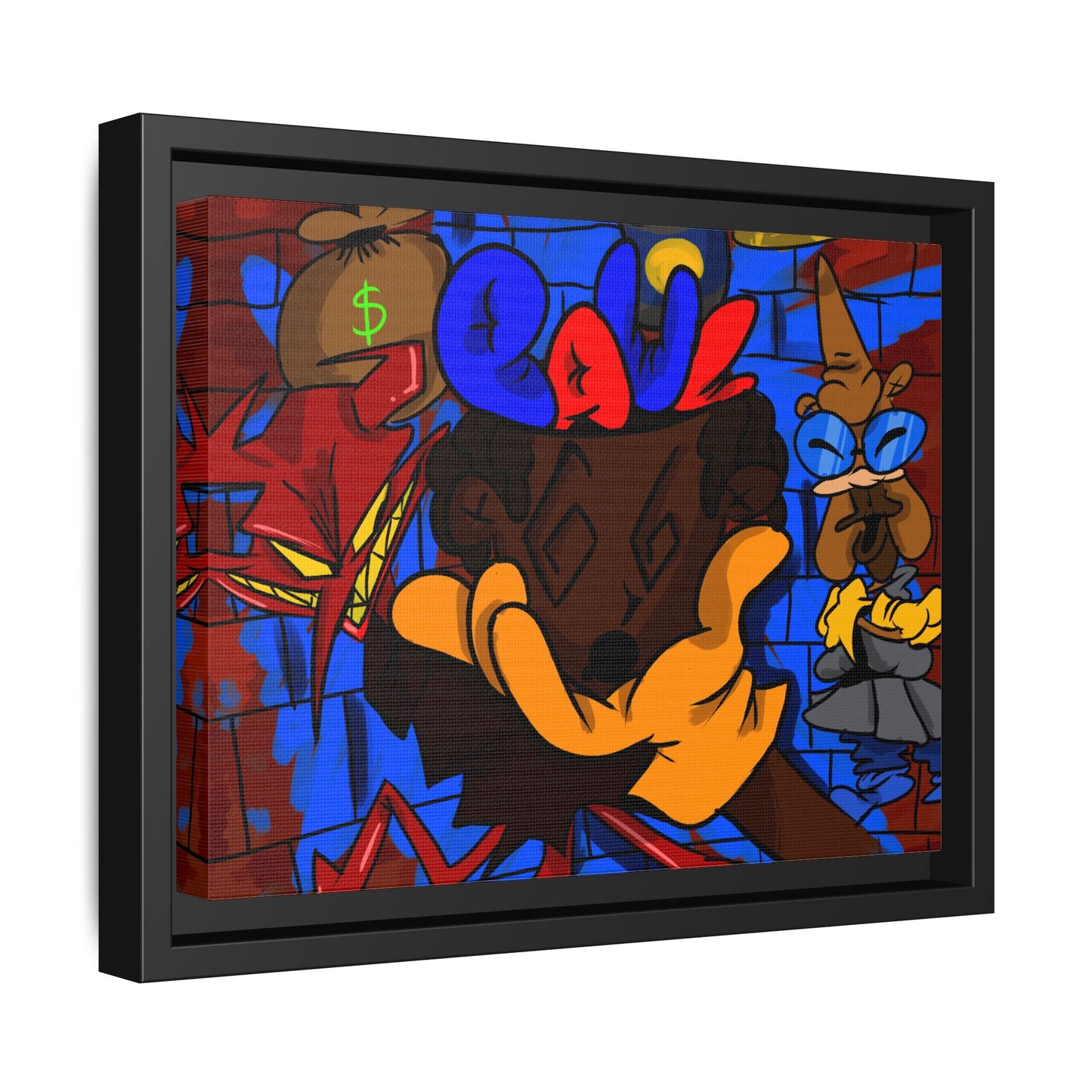 Head Space Hustle Framed Matte Canvas Print — Colorful Urban Graffiti Art