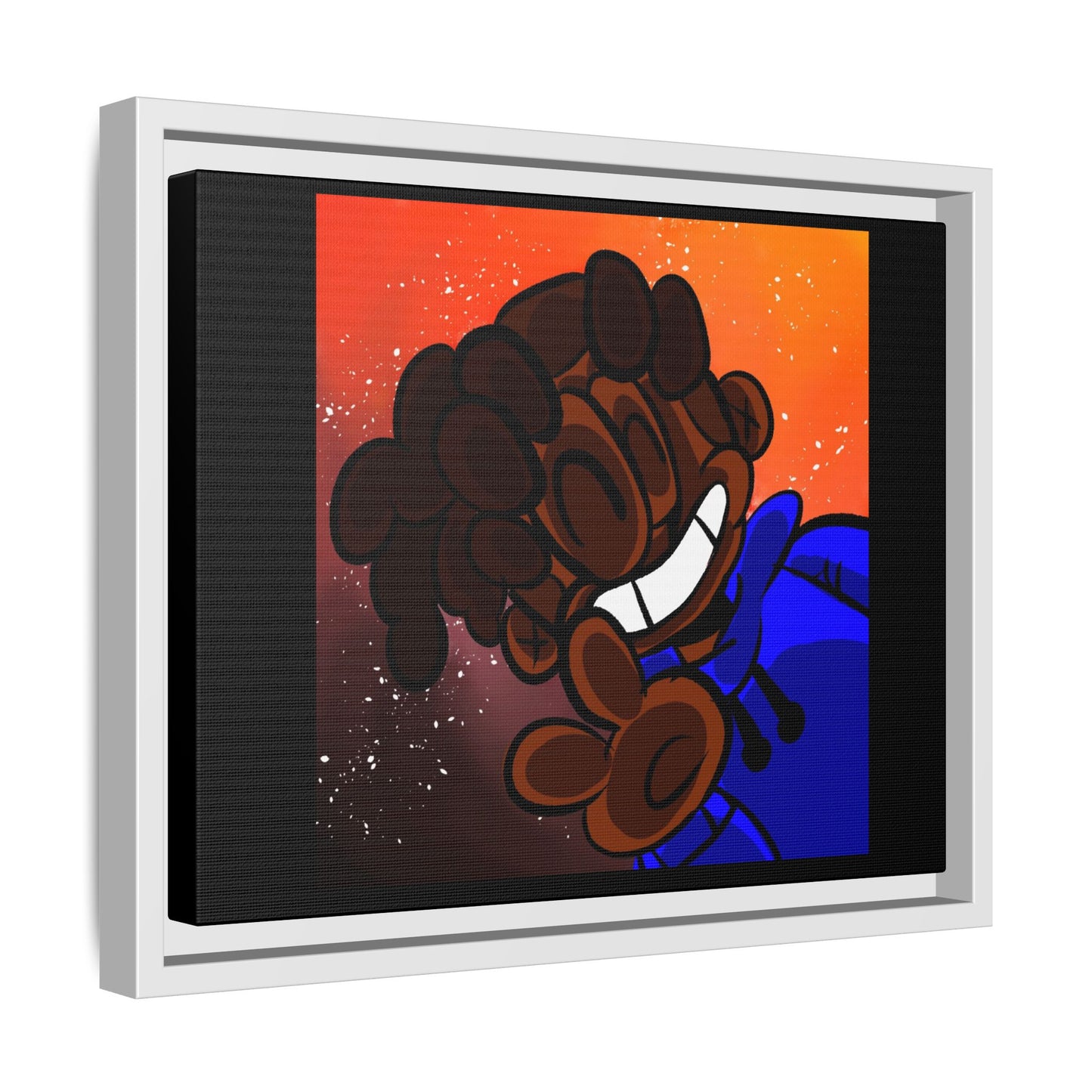 Peace of Me Framed Matte Canvas Art — Cartoon Smile Character on Orange-Red Background