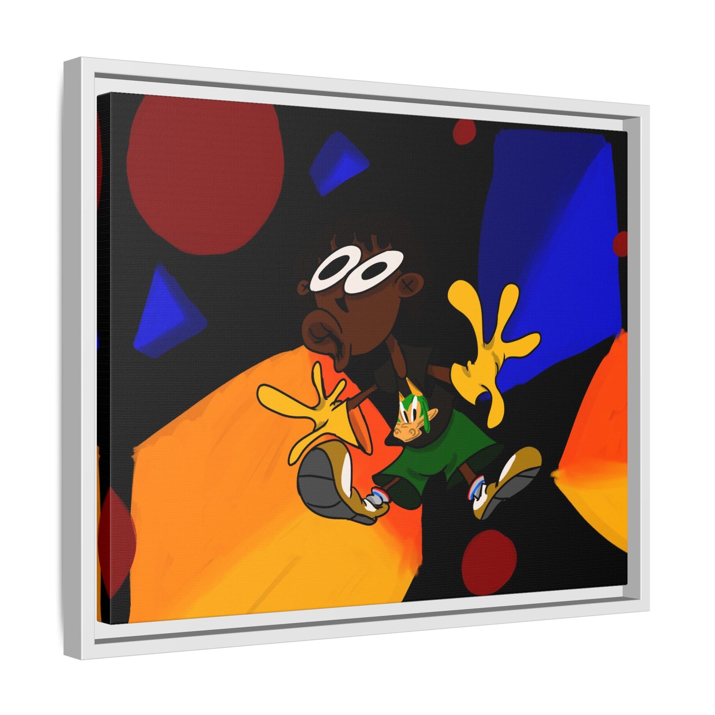 Gravity Colorful Cartoon Art Print — Framed Matte Canvas