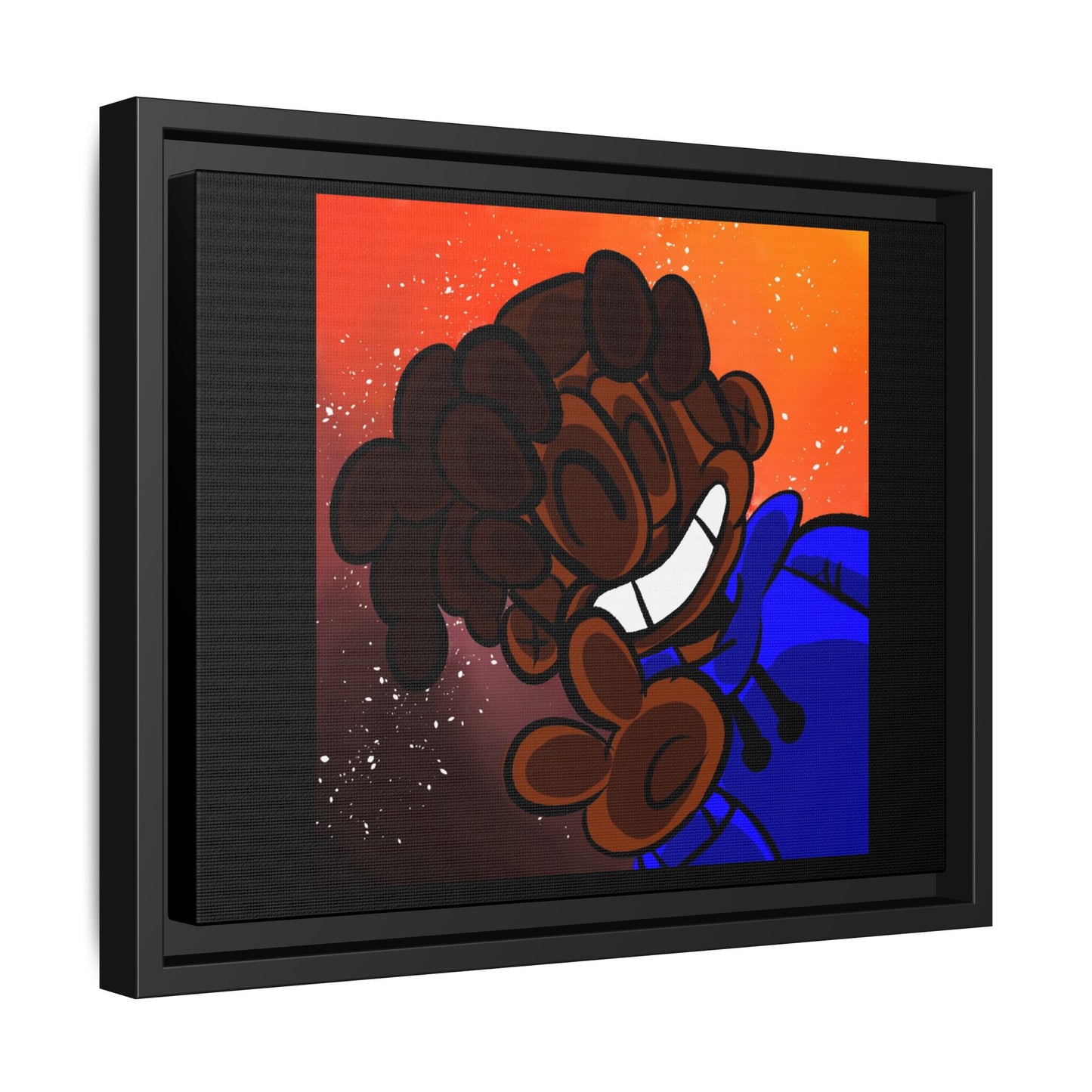 Peace of Me Framed Matte Canvas Art — Cartoon Smile Character on Orange-Red Background