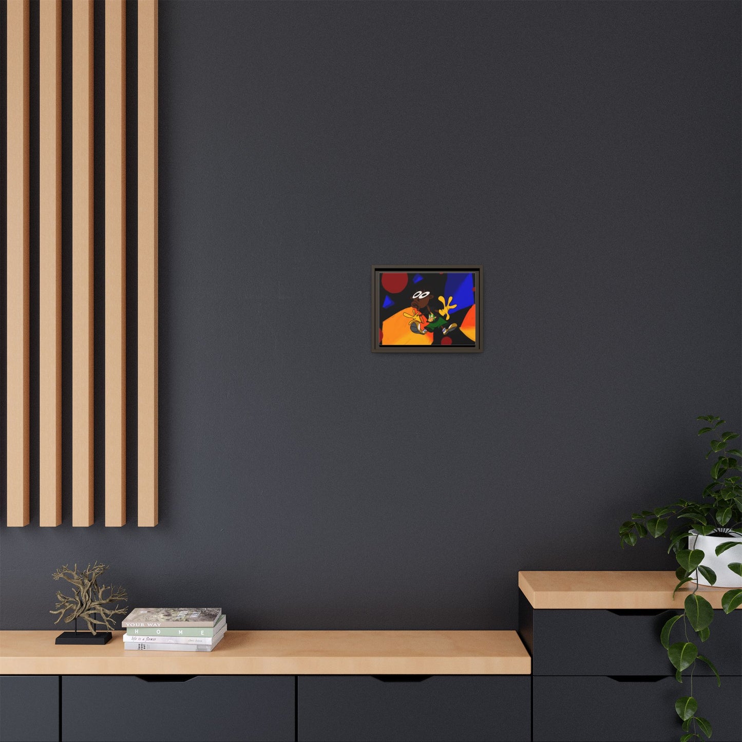 Gravity Colorful Cartoon Art Print — Framed Matte Canvas