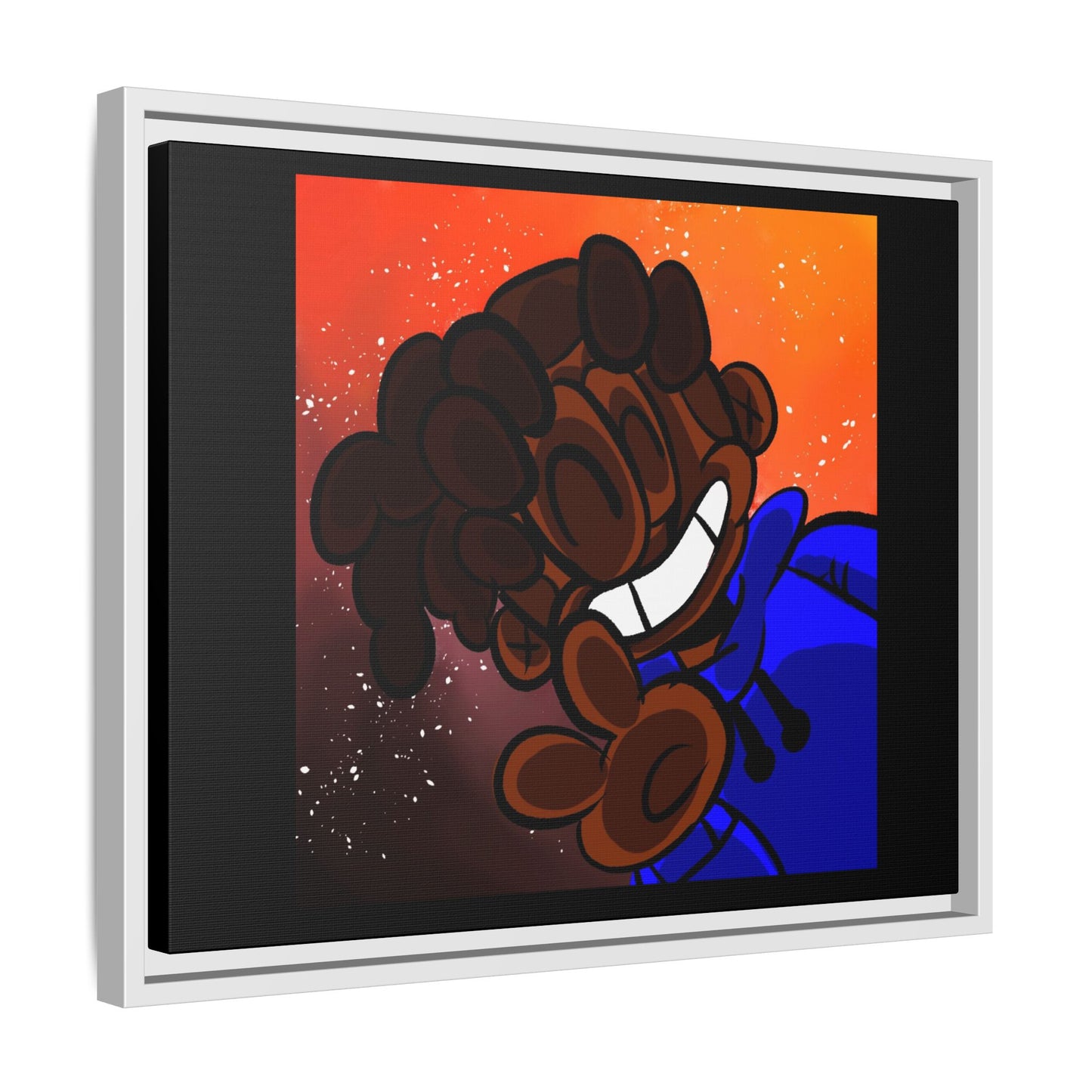 Peace of Me Framed Matte Canvas Art — Cartoon Smile Character on Orange-Red Background