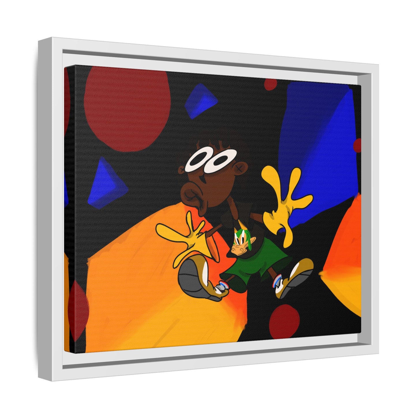 Gravity Colorful Cartoon Art Print — Framed Matte Canvas